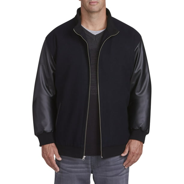 JSY Men Bomber Outside Long Sleeve Stylish Classic-fit Leisure Faux Leather Coat Jacket 